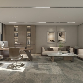 现代经理办公室3D模型下载